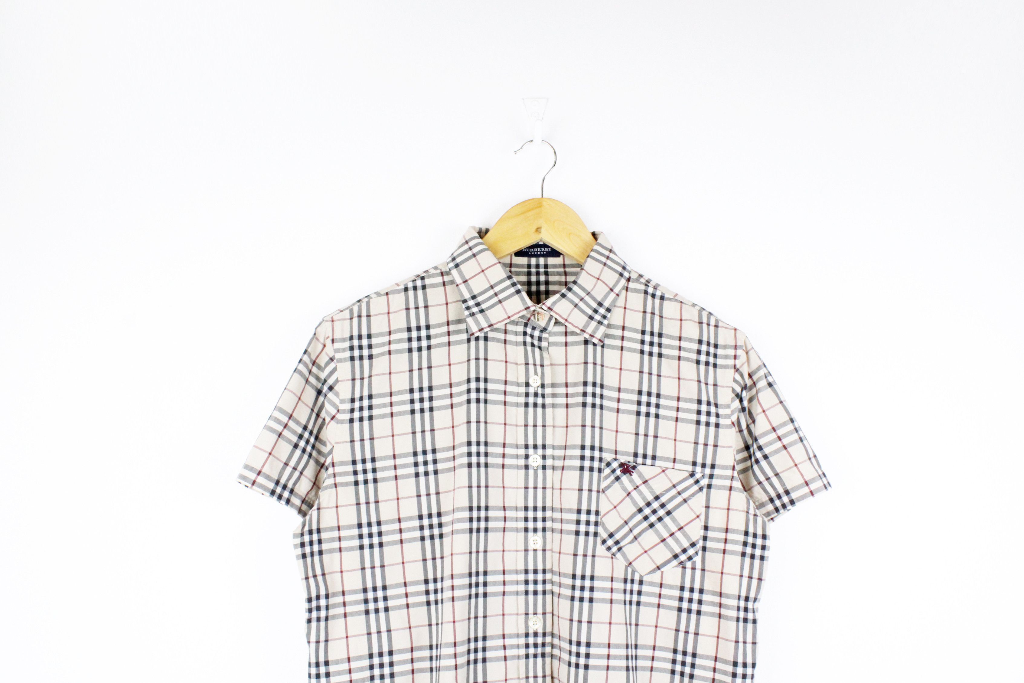 Burberry × Vintage Womens Burberry Logo Beige Nova Check Short Sleeve Shirt Size XL / US 12-14 / IT 48-50 - 2 Thumbnail