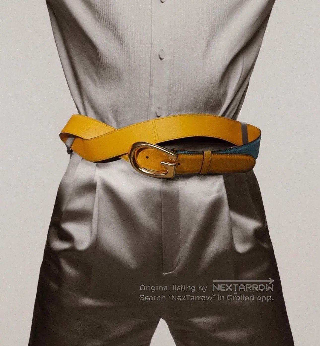 Gucci Guicci size 85 Contrasting Gold Buckle Belt| Size ONE SIZE - 3 Thumbnail
