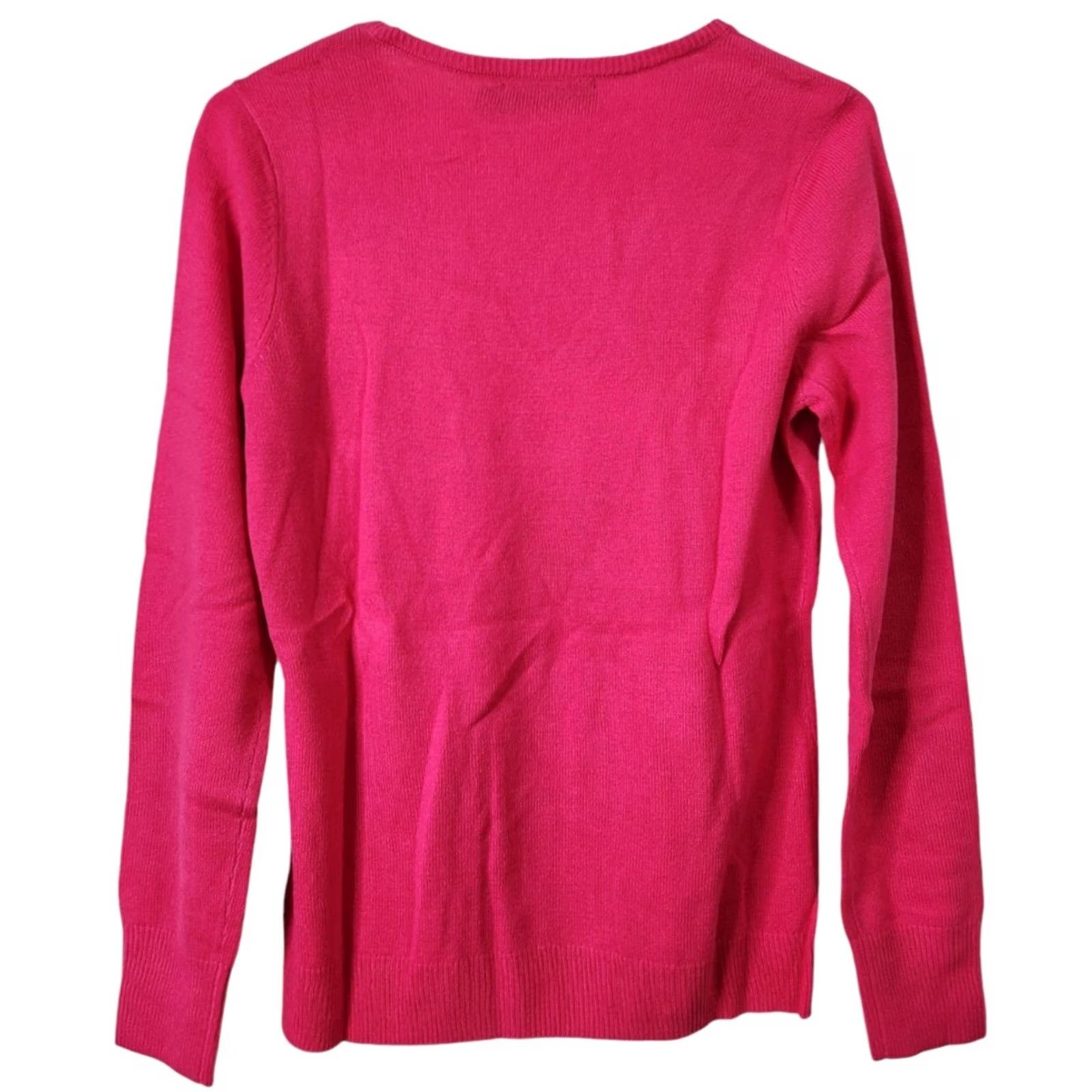 Vintage New York & Company NY&Co Womens S Sweater V-Neck Pullover Acrylic Pink Size S / US 4 / IT 40 - 2 Thumbnail