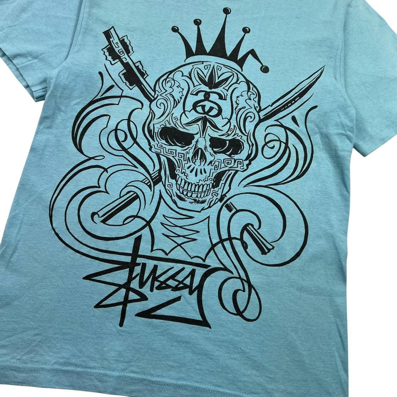 Stussy Vintage 2000s Stussy Skull T-Shirt Blue - Small Size US S / EU 44-46 / 1 - 2 Thumbnail