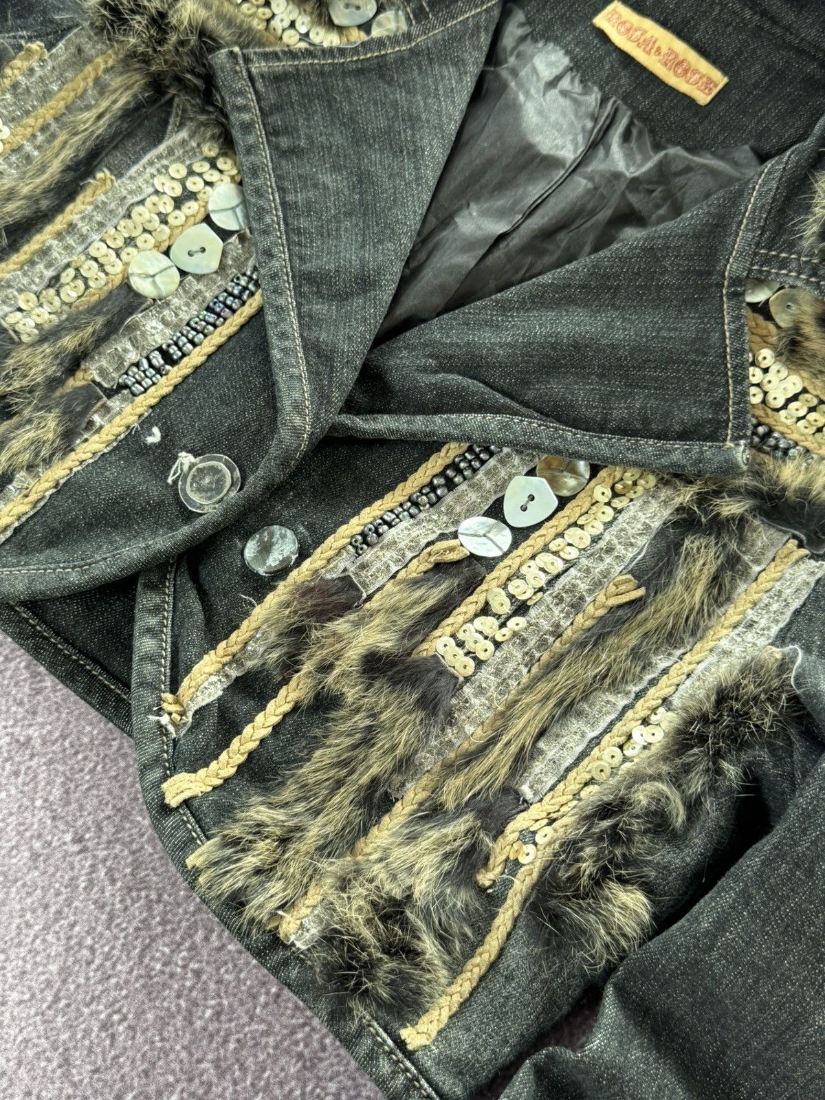 Designer Vintage Y2K Denim Western Cropped Distressed Jacket Size M / US 6-8 / IT 42-44 - 7 Thumbnail