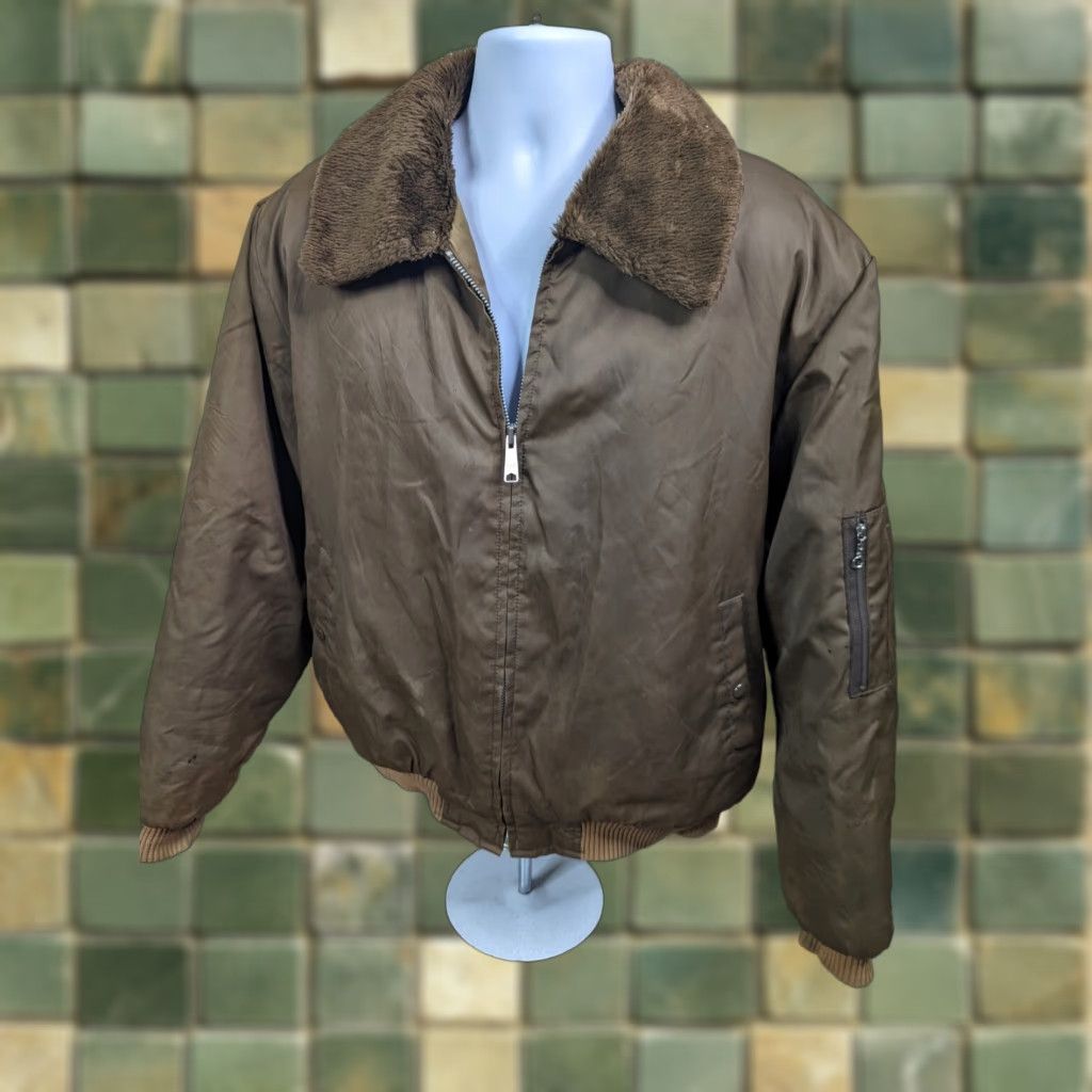 Blair VINTAGE Blair Jacket Bomber USA Men XL Brown 80s Western Velour Faux Fur Sherpa Lined Collared Snap Closure Musical? Size US XL / EU 56 / 4 - 1 Thumbnail