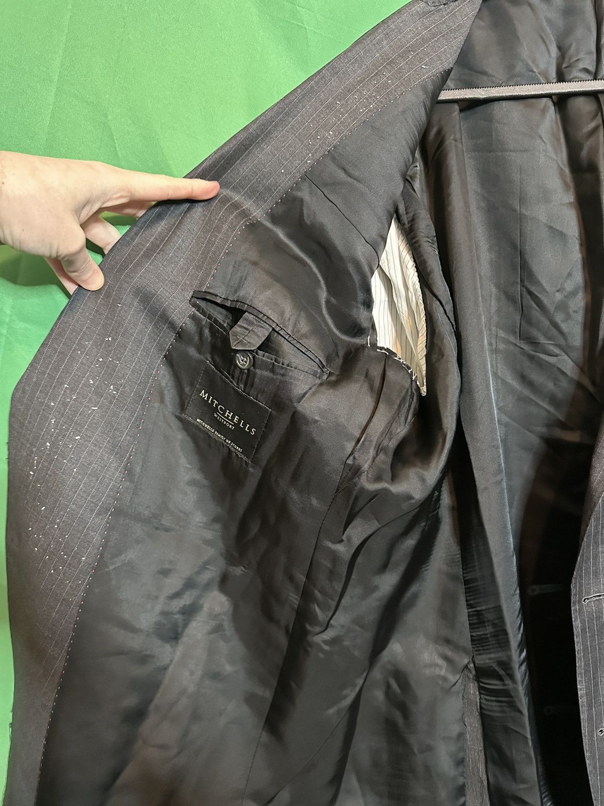 Samuelsohn $1200 Super 130s wool pinstriped blazer jacket Size 48R - 9 Thumbnail
