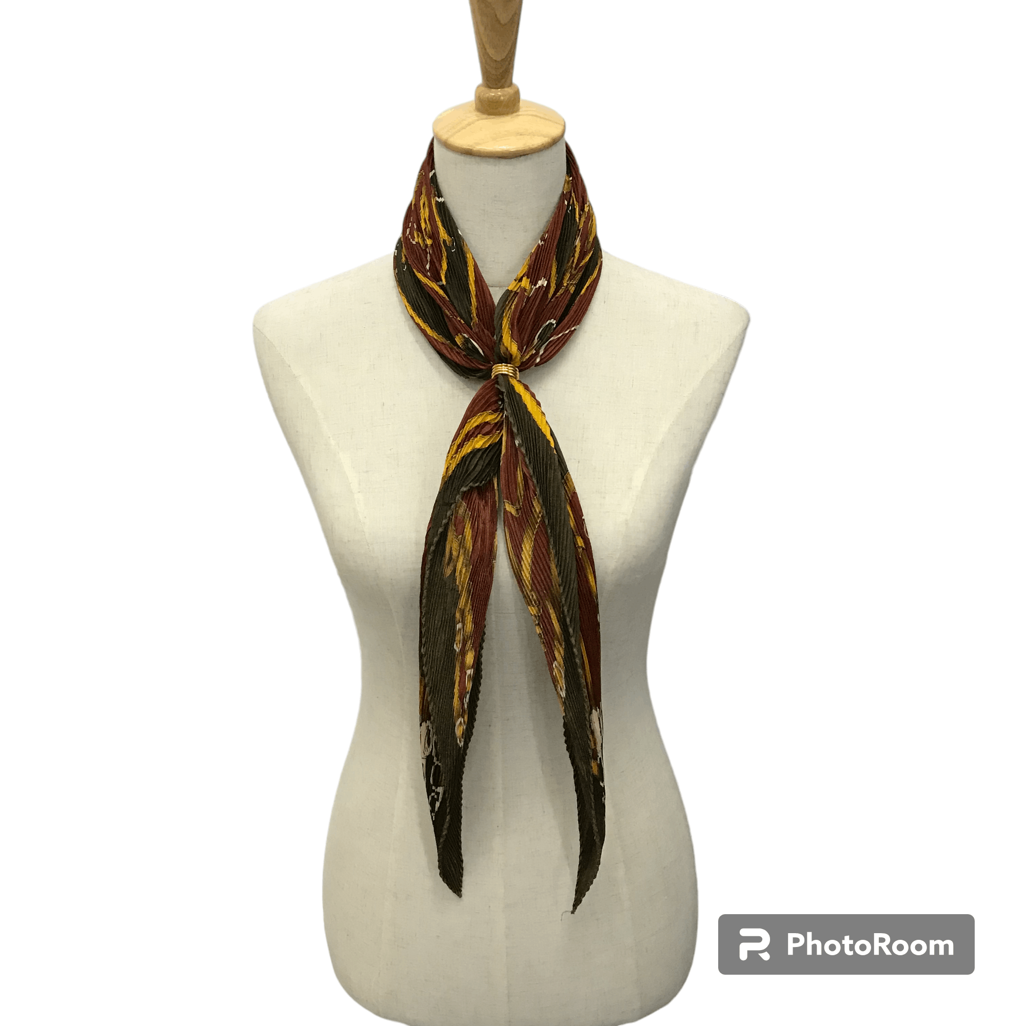 Vintage Luxury Design Pleated Scarf M182 Size ONE SIZE - 2 Thumbnail