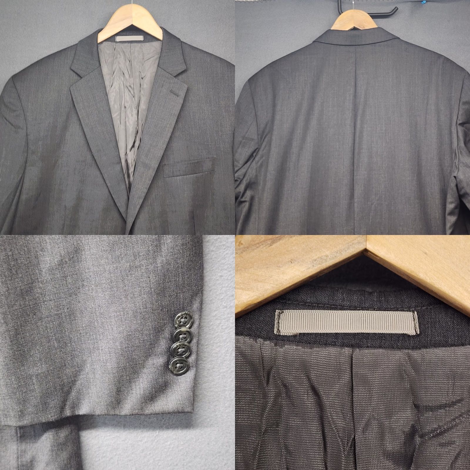 Joseph Abboud Joseph Abboud Sport Coat Blazer Mens 43L Grey Wool Shirt Jacket 2 Piece Notch Lapel Four-Button Two-Button Double-Vented Mens Size 46R - 9 Thumbnail