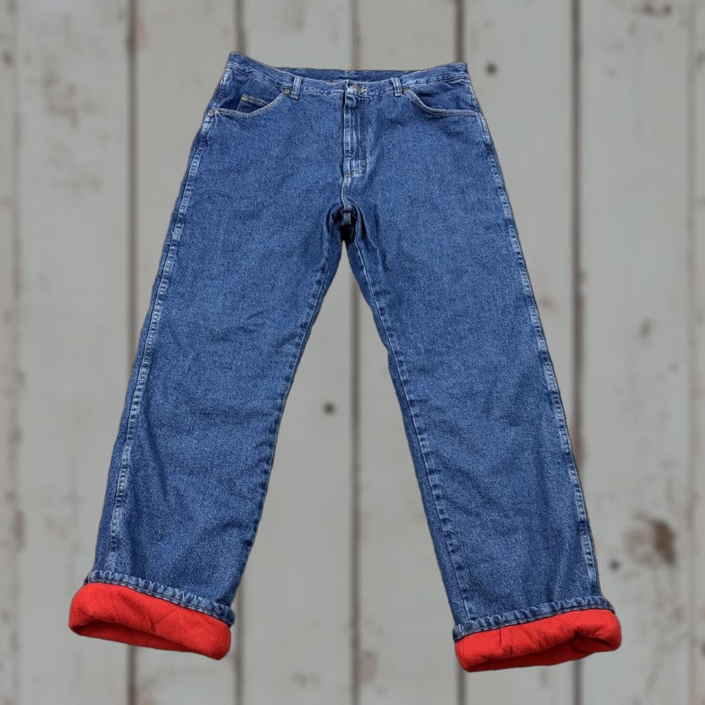 Wrangler Wrangler Jeans Mens 38 Blue Straight Leg Fleece Lined Outdoors Warmth Workwear Size US 38 / EU 54 - 1 Thumbnail