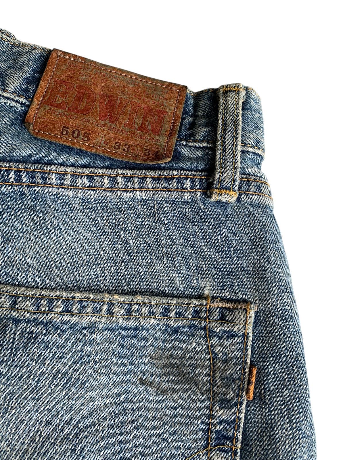 Kapital VINTAGE EDWIN 505 BAGGY SELVEDGE FADED DISTRESSED DENIM Size US 33 - 16 Thumbnail