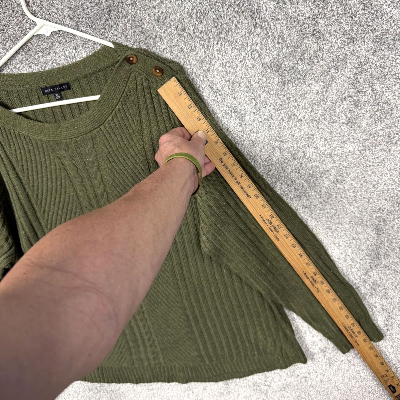 Vintage VINTAGE Napa Valley Womens 2X Plus Green Cable Knit Sweater Boat Neck Pullover Cozy Fall Layering Women’s 2X Green Cable Knit Pullover Size XXL / US 16-18 / IT 52-54 - 3 Thumbnail