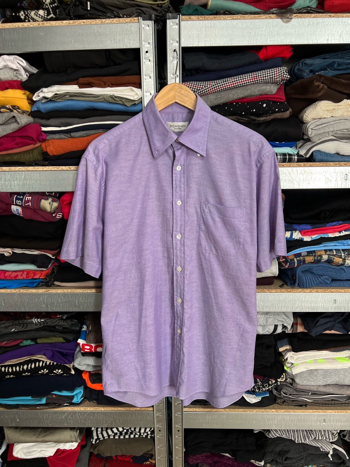 Yves Saint Laurent Vtg Yves Saint Laurent Short Sleeve Shirt Button YSL Size 39 Size US M / EU 48-50 / 2 - 1 Thumbnail