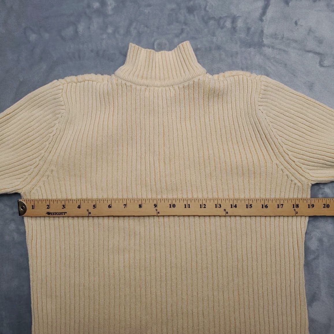 Vintage VINTAGE Karen Scott Sweater Womens M Yellow 100% Cotton Henley Button Top Retro Classic Knit Cable-Knit Womens Size M / US 6-8 / IT 42-44 - 6 Thumbnail