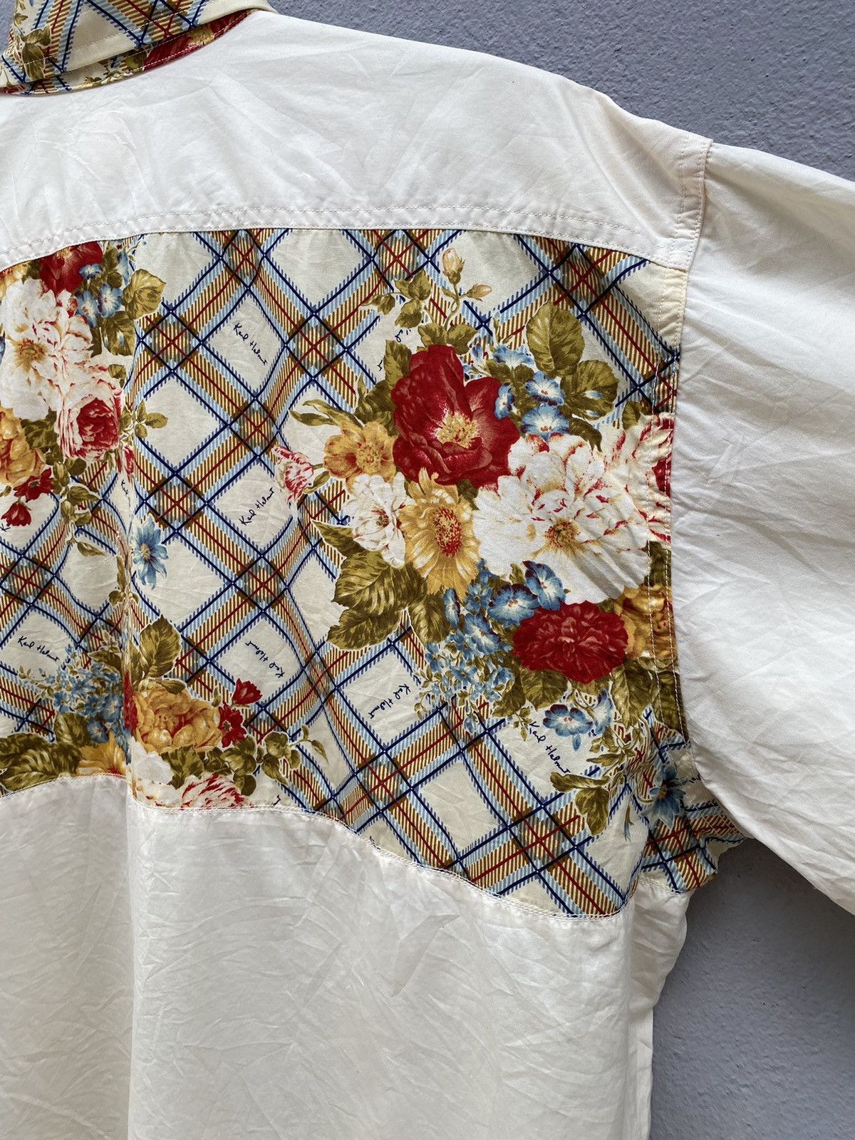 Japanese Brand 🔥RARE🔥 Karl Helmut Floral Patchwork Half Button Shirt Size US L / EU 52-54 / 3 - 12 Thumbnail