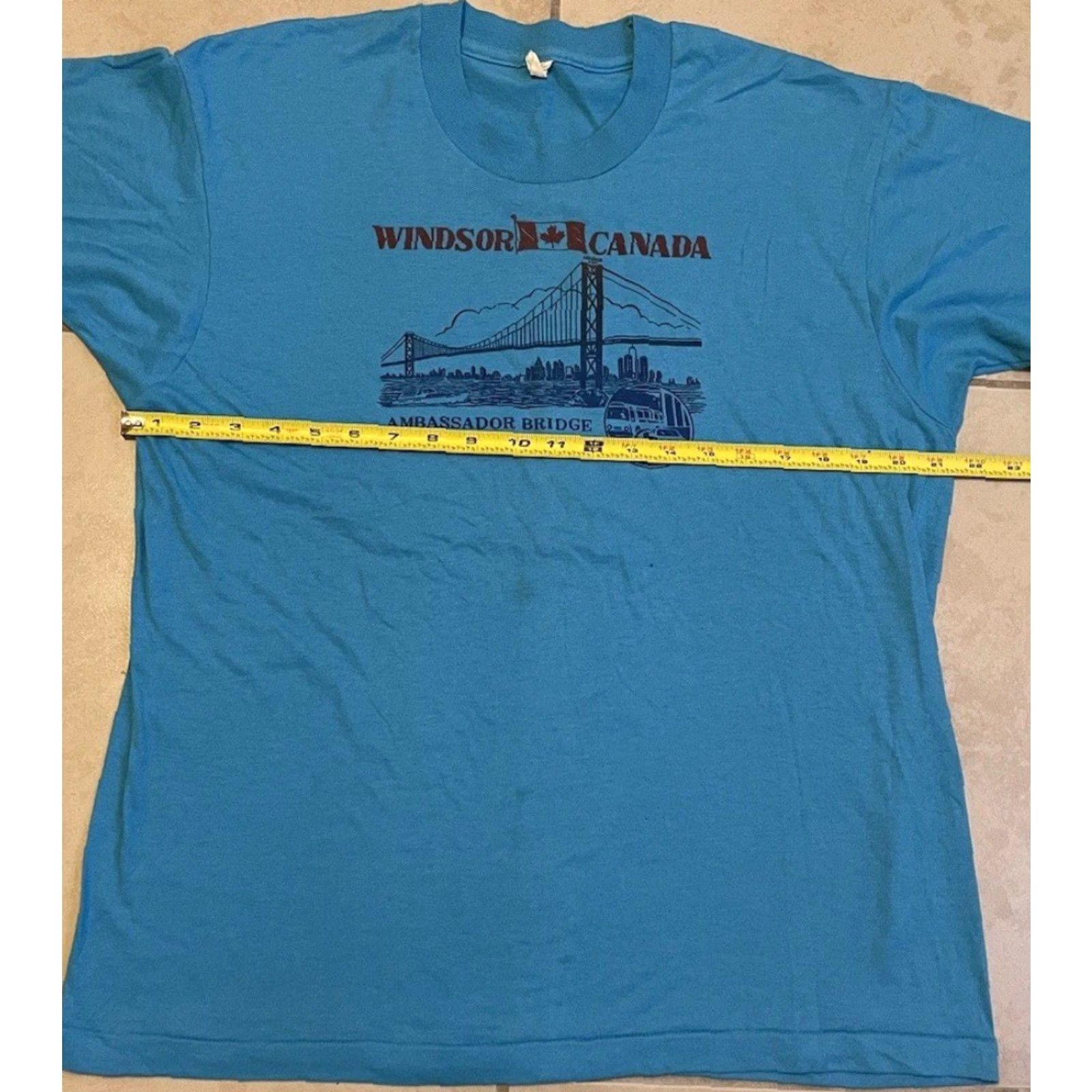 Vintage VINTAGE Windsor Canada Bridge Faded Shirt M Blue Beach Surf Art College Grunge 90s T-Shirt Mens Size US M / EU 48-50 / 2 - 7 Thumbnail