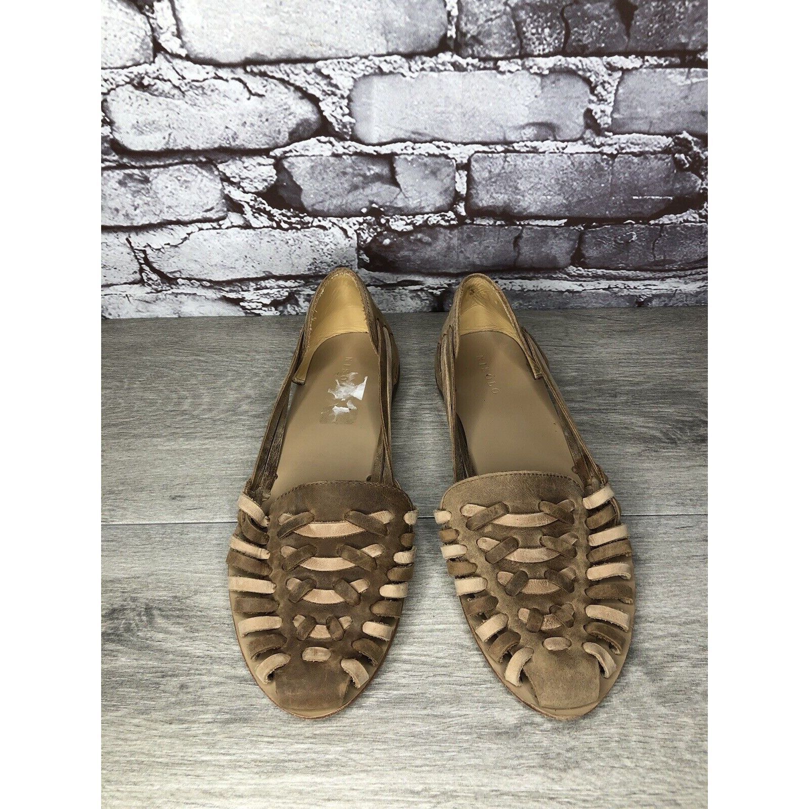 Nisolo NISOLO Tan Brown Huarache Leather Weaves Flats Sandals Women Size US 10 / IT 40 - 9 Thumbnail