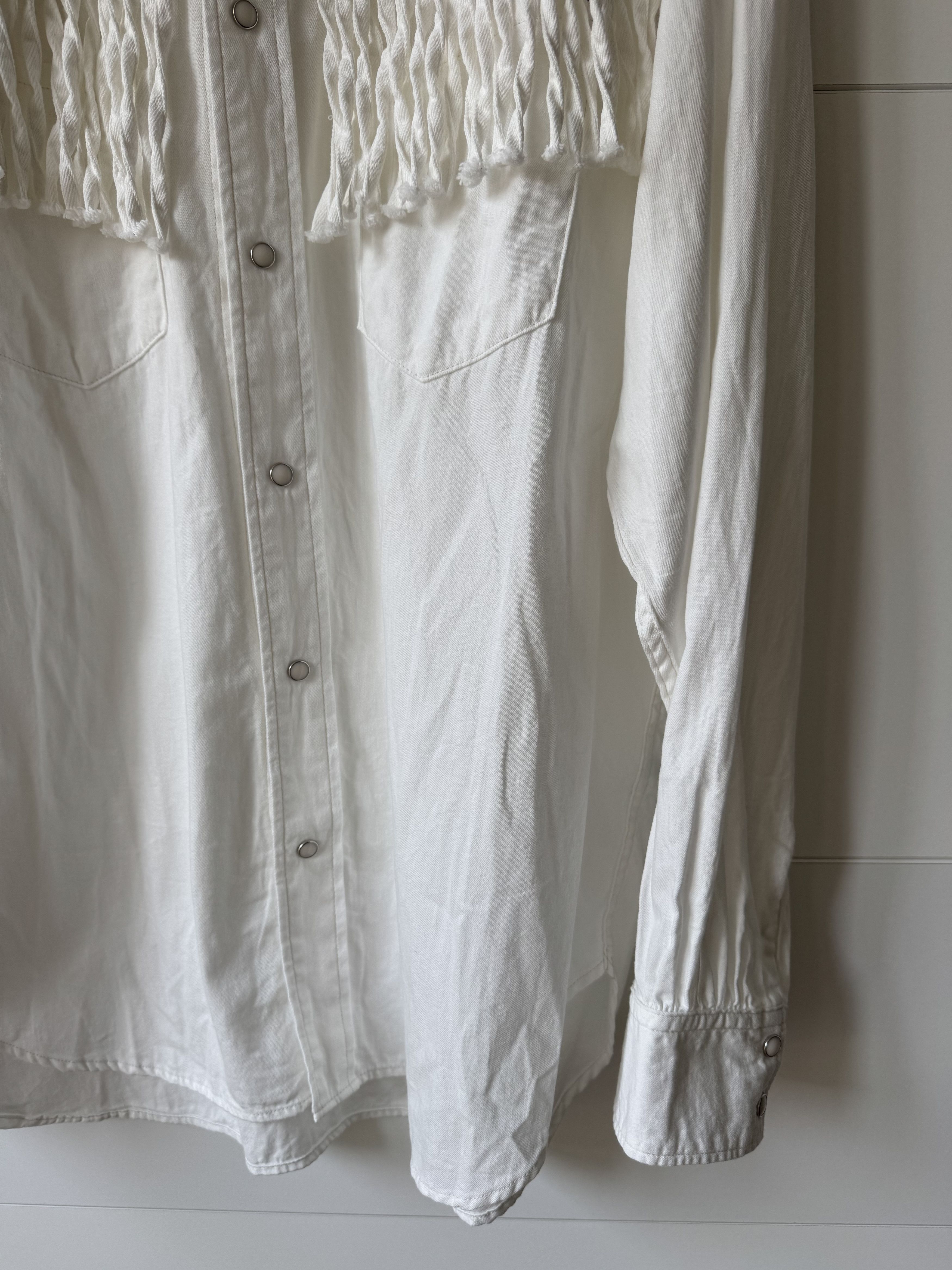 Kapital [3] 5.5oz Denim Fringe Husky Western Shirt in White Size US L / EU 52-54 / 3 - 3 Thumbnail
