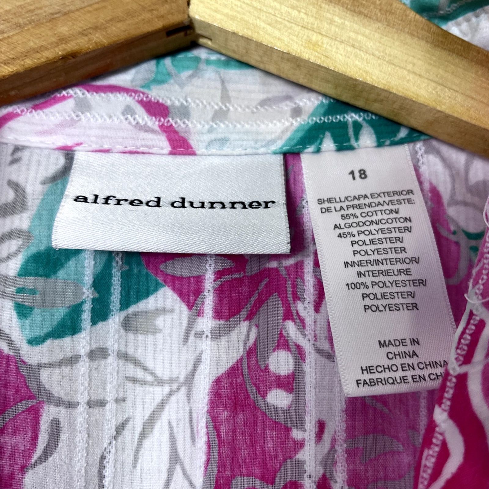 Vintage Pink Floral Alfred Dunner Button Front Blouse 18 Size XXL / US 16-18 / IT 52-54 - 5 Thumbnail