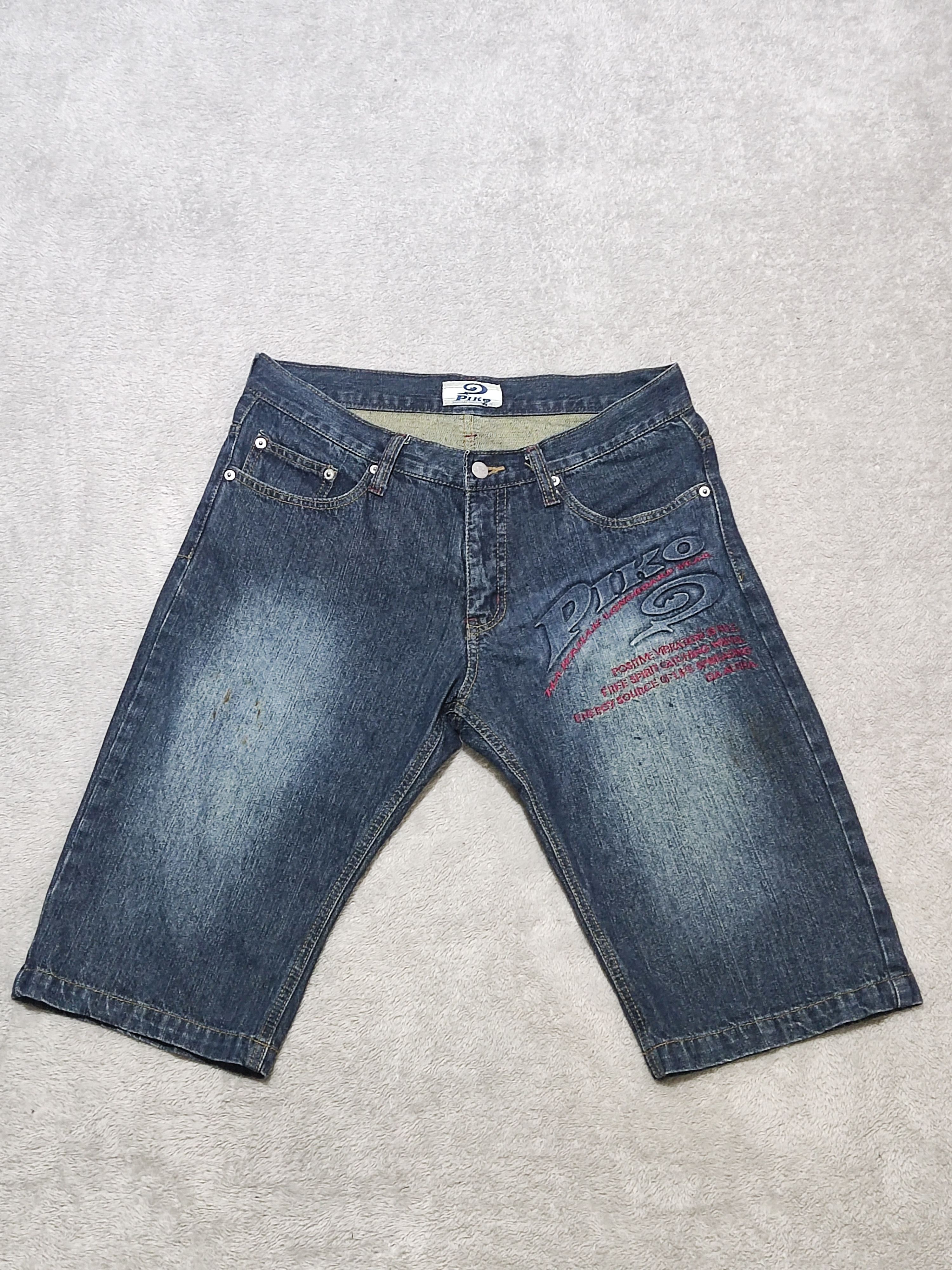 JNCO Piko JDM 3D Embossed Logo Denim Jorts Y2K Surf Skate Size US 31 - 2 Thumbnail