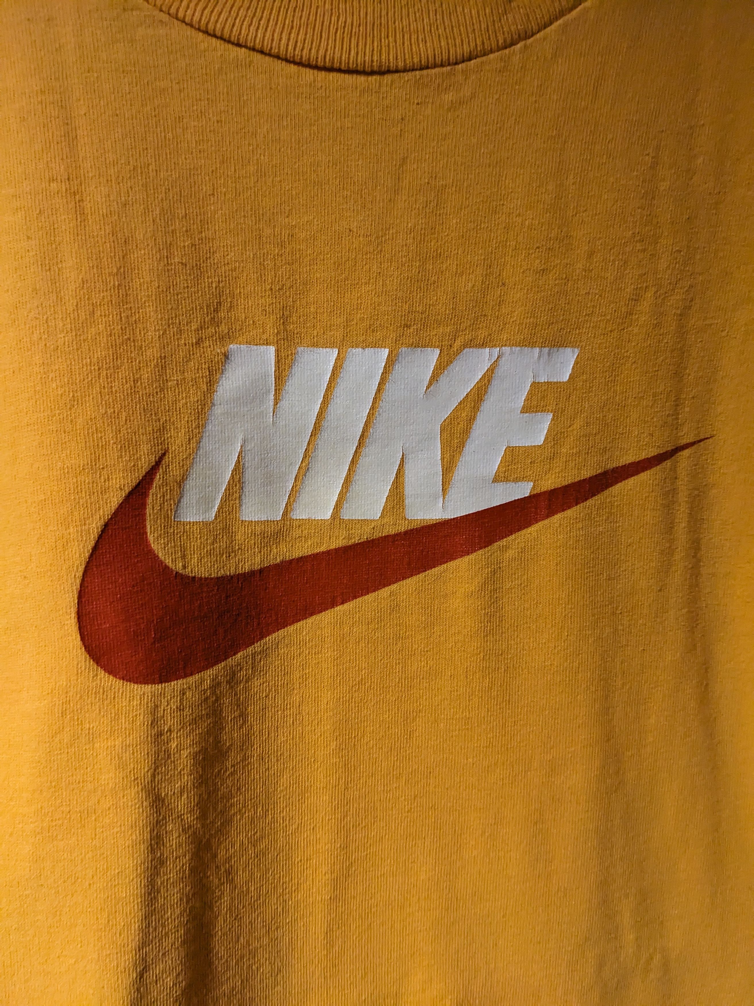 Nike × Vintage Vintage Y2K Nike Air Big Swoosh Yellow Large T-shirt Size US L / EU 52-54 / 3 - 2 Thumbnail