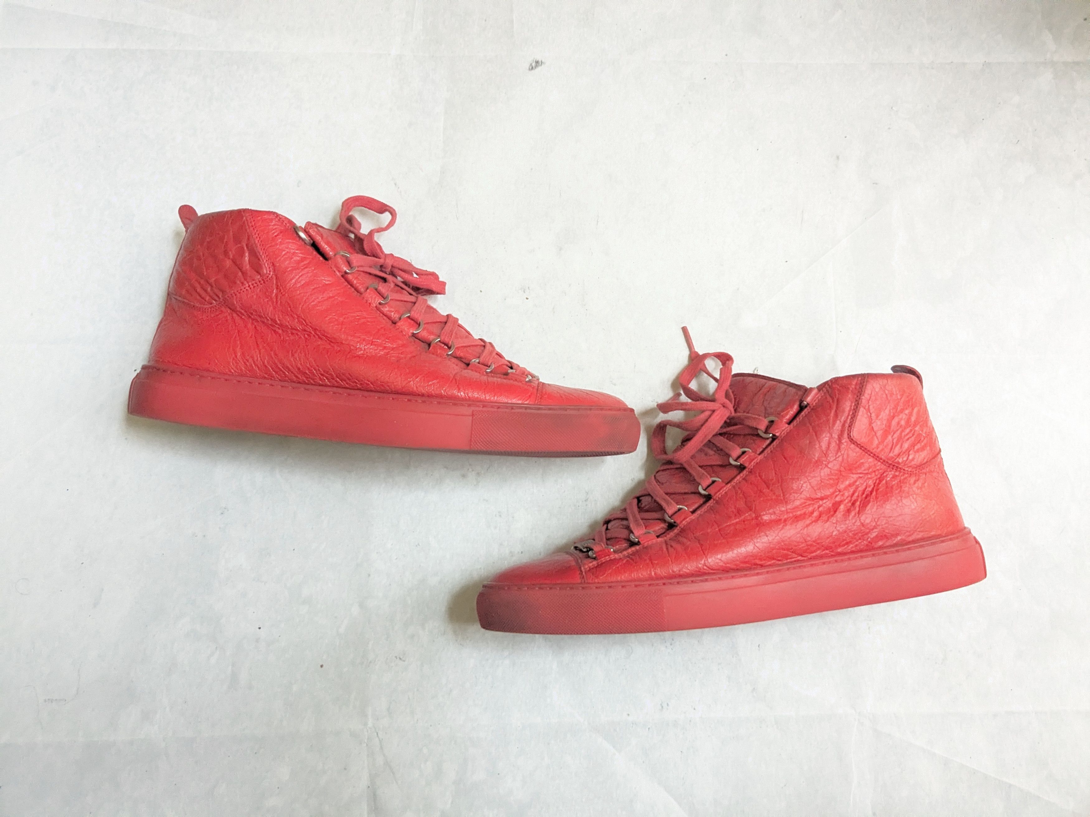 Balenciaga Balenciaga Arena Sneakers Red 12 High Top Leather Size US 12 / EU 45 - 1 Thumbnail