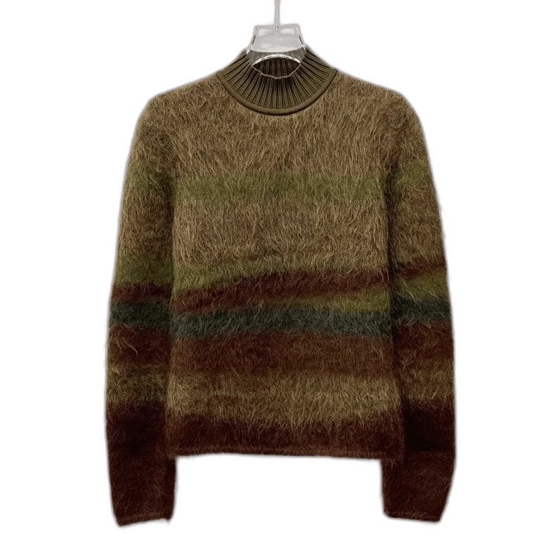 Hermes Hermes Deep Brown Striped Turtle Neck Sweater-2506 Size XS / US 0-2 / IT 36-38 - 1 Thumbnail