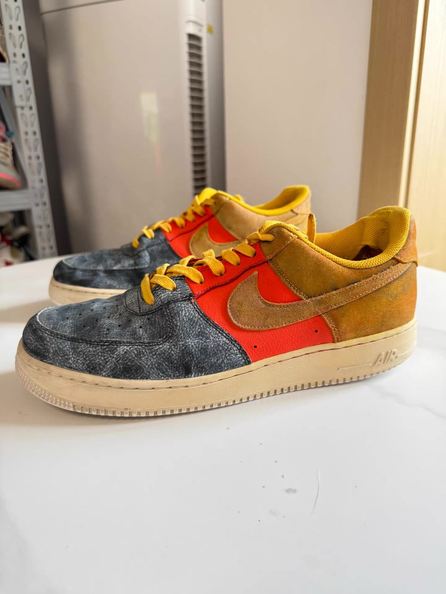 Nike Nike Air Force 1, yellow orange gray color block Q10 Size US 13 / EU 46 - 1 Thumbnail