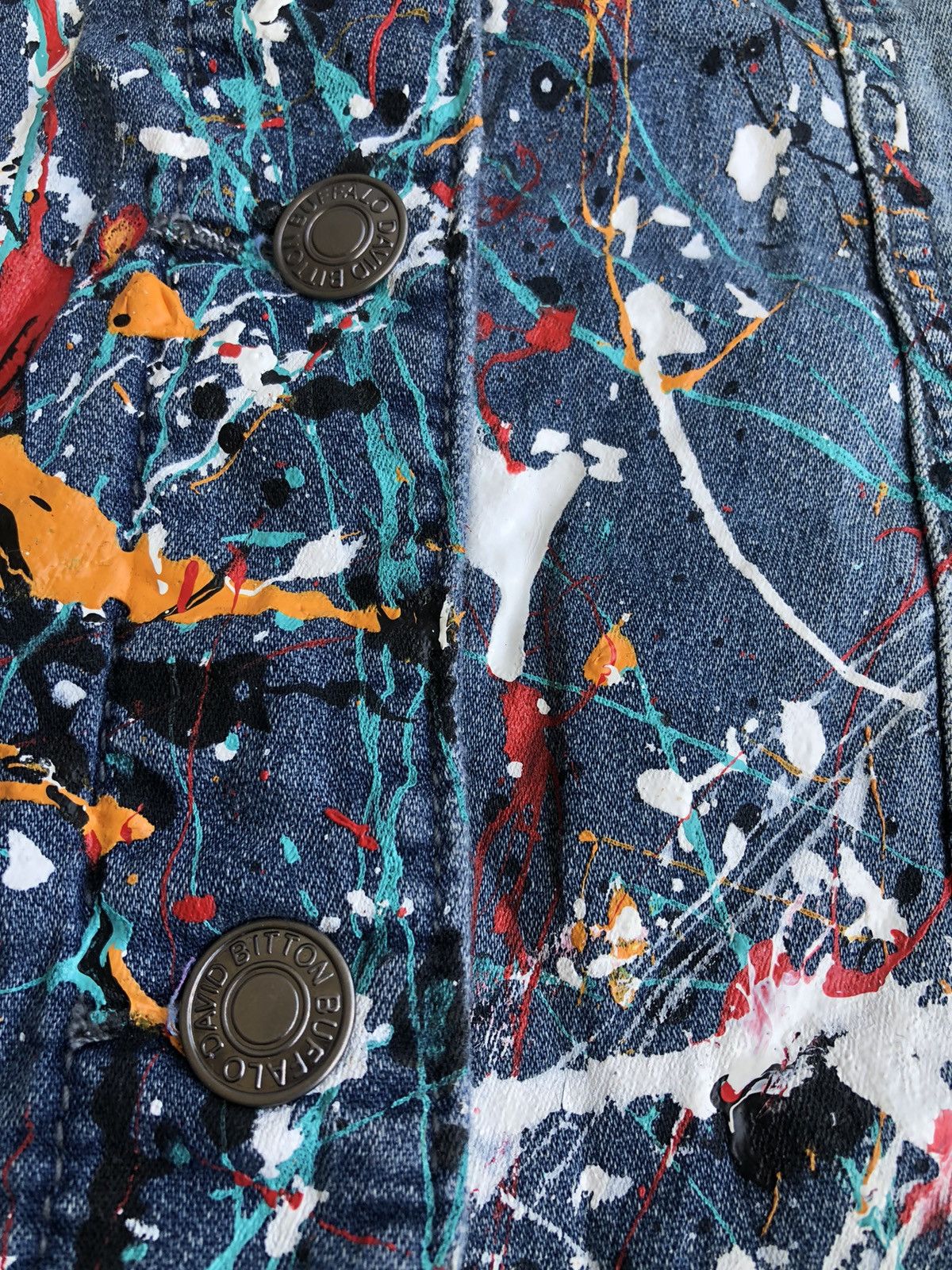 Buffalo David Bitton 💥RARE💥Vintage Buffalo David Bitton Paint Splash Denim Jacket Size US M / EU 48-50 / 2 - 6 Thumbnail