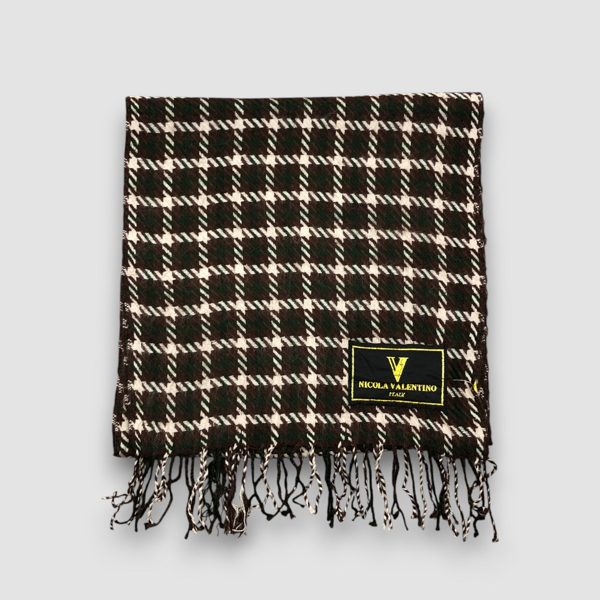 Japanese Brand Vintage Nicola Valentino Scarf Houndstooth Wool Scarves Size ONE SIZE - 3 Thumbnail