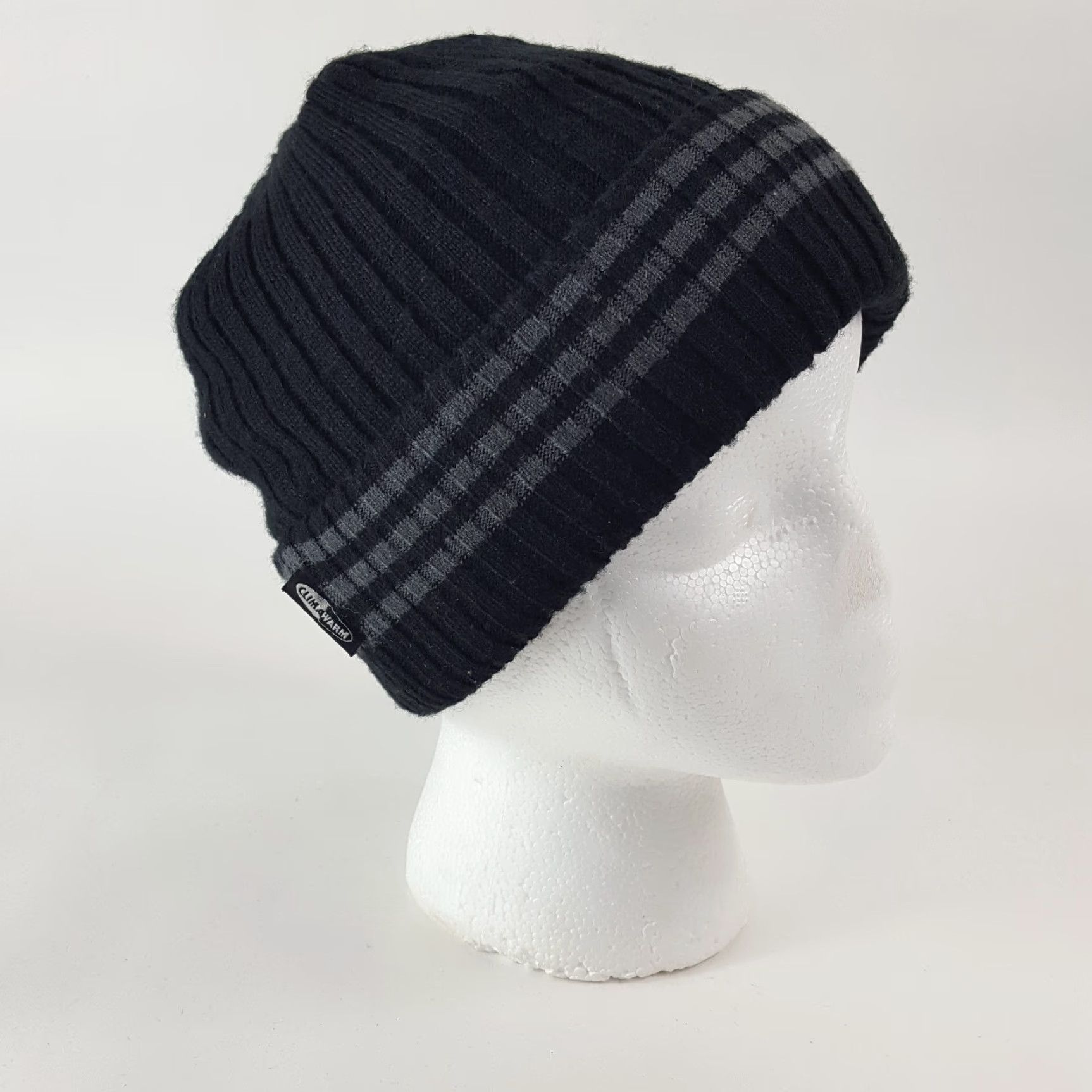 Adidas VINTAGE adidas Men Beanie Hat Winter Cap Knit 2000s Retro Stripe Black Unisex Size ONE SIZE - 5 Thumbnail