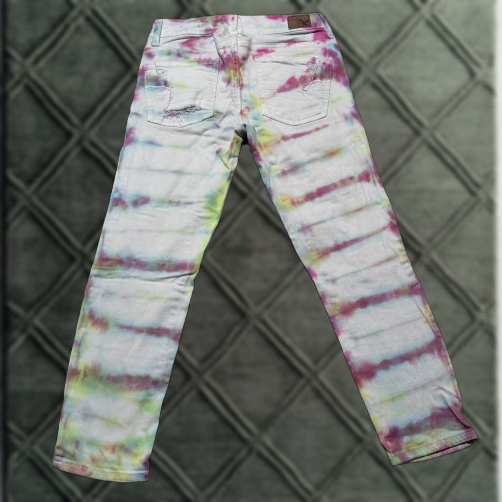 American Eagle Outfitters VINTAGE American Eagle Jegging Crop Jeans Women's Tie Dye Denim Stretch Distressed - 0 Size 25" / US 0 / IT 36 - 1 Thumbnail