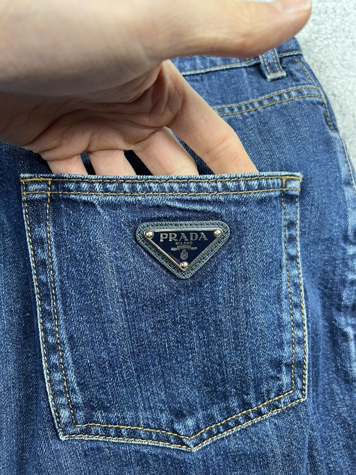 Prada Prada Triangle Blue Boyfriend Jeans Size 28 Size 28" / US 6 / IT 42 - 4 Thumbnail