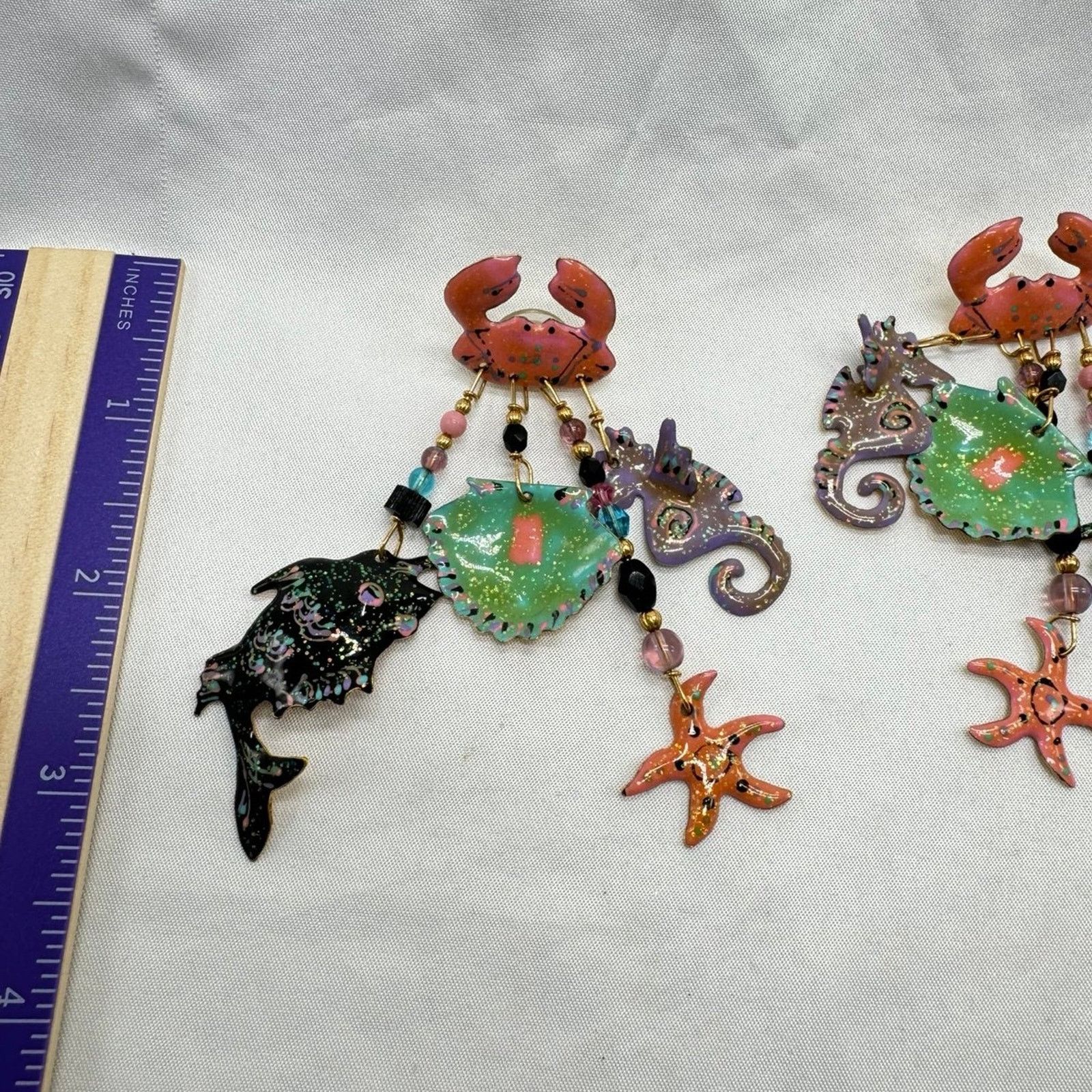 Other VTG! Rare! HTF! Lunch at the Ritz enamel earrings Size ONE SIZE - 4 Thumbnail