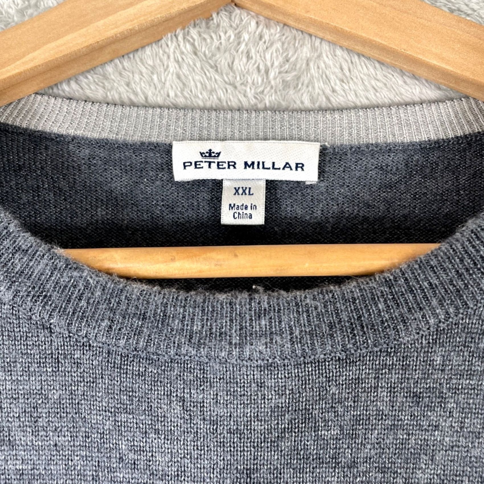 Peter Millar Peter Millar Mens 2XL Gray Merino Wool Silk Blend Crewneck Pullover Sweater Size US XXL / EU 58 / 5 - 3 Thumbnail