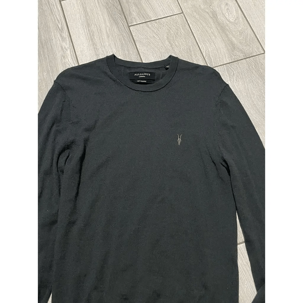 Allsaints AllSaints Black Merino Wool Sweater (Men’s M) Size US M / EU 48-50 / 2 - 1 Thumbnail