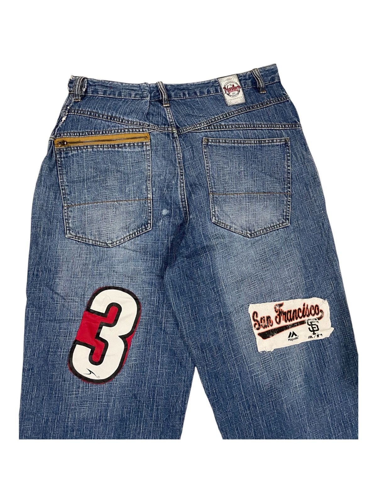 Fubu × Harlem Globetrotters × JNCO Y2K FUBU PLATINUM Harlem Globetrotters Patches Baggy Jeans Size US 34 / EU 50 - 7 Thumbnail