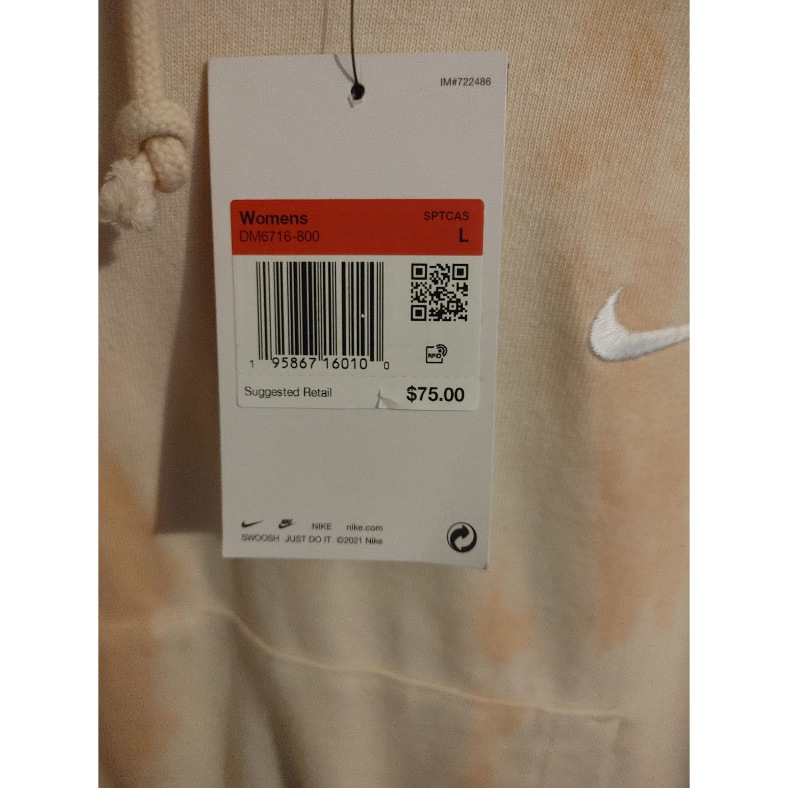 Nike Nike Womens Hoodie Oversized Tie Dye Look Pink Cream Large Size L / US 10 / IT 46 - 3 Thumbnail