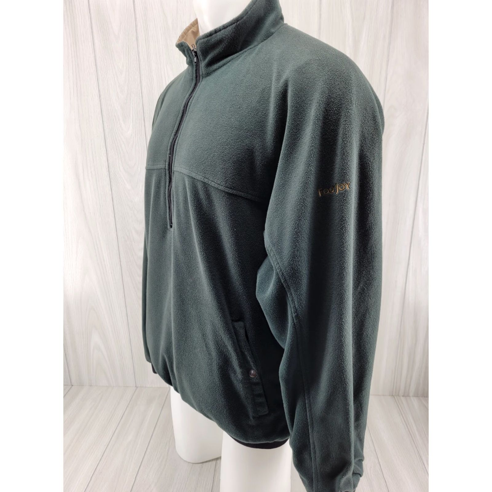 Footjoy FootJoy Mens L Reversible Golf Half Zip Beige Green Fleece Pullover Jacket Shirt Windbreaker Golf Size US L / EU 52-54 / 3 - 3 Thumbnail