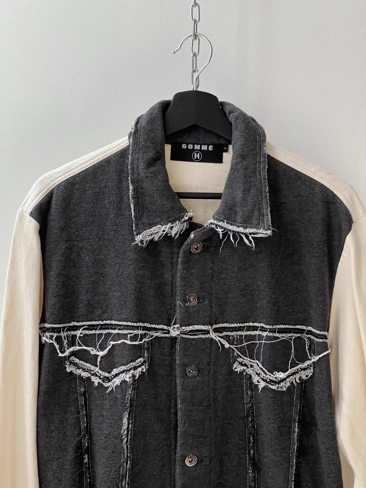 Vintage 90s Vintage Patchwork Fringe Denim Jacket Q13 Size US M / EU 48-50 / 2 - 2 Thumbnail
