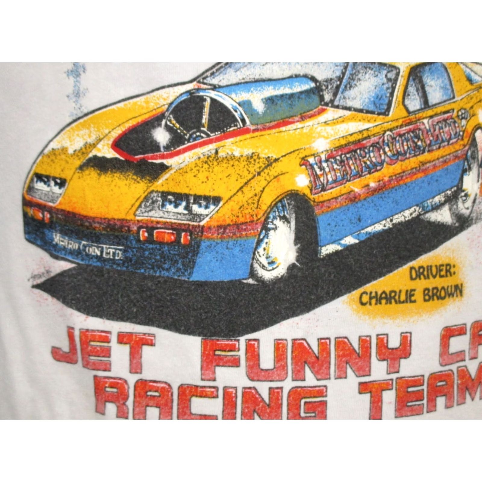 Vintage vtg 80s DICK REED METRO COIN JET FUNNY CAR RACING FADED 2-SIDED T-Shirt S/M thin Size US S / EU 44-46 / 1 - 6 Thumbnail
