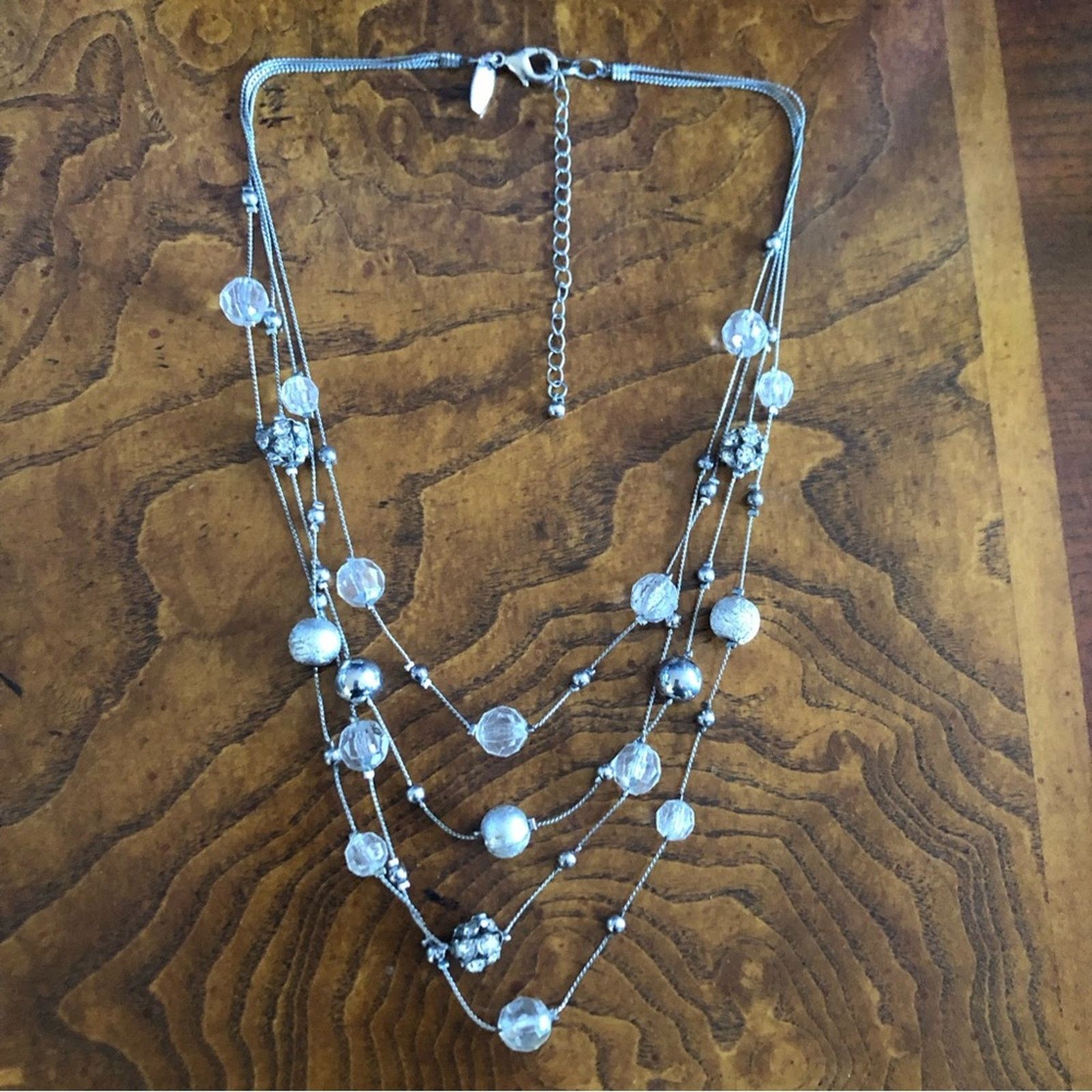 Jewelry NY&Co quad strand silver beaded chain necklace Size ONE SIZE - 10 Thumbnail