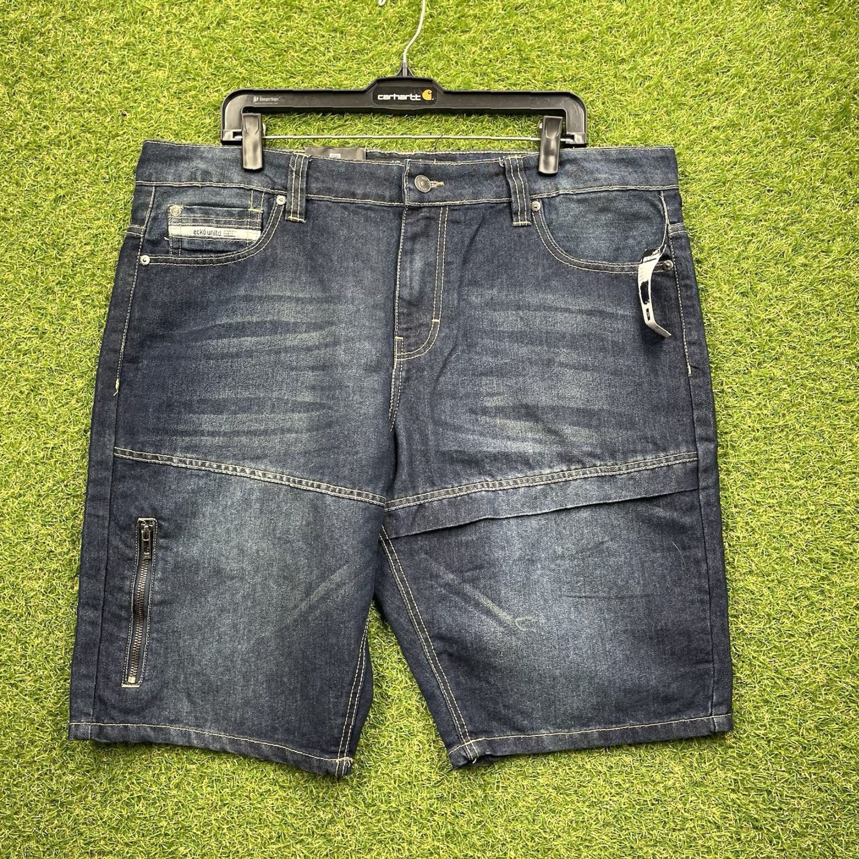 Ecko Unltd. ECKO UNLTD Shorts Mens 38 Blue Dark Wash Denim Relaxed Fit Grunge Punk Y2K NWT Size US 38 / EU 54 - 2 Thumbnail