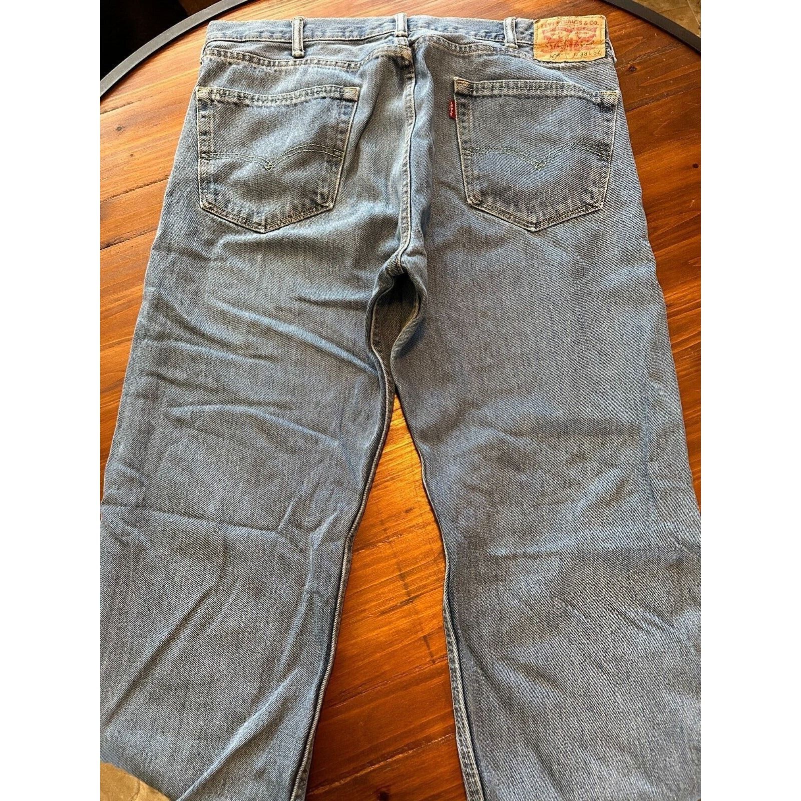 Levi's Levis 505 Regular Fit Jeans 38x32 Blue Light Wash, Distress Size US 38 / EU 54 - 6 Thumbnail