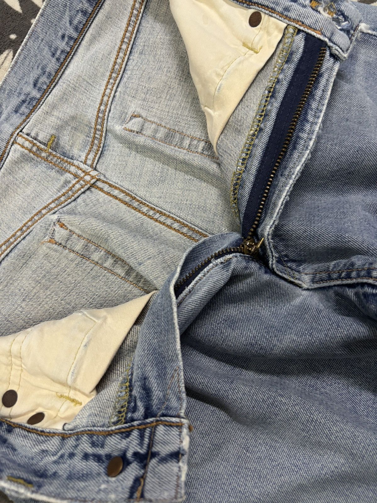 Edwin Vintage Edwin 505X Selvedge Blue Washed Straight Leg Jeans Size US 30 / EU 46 - 20 Thumbnail