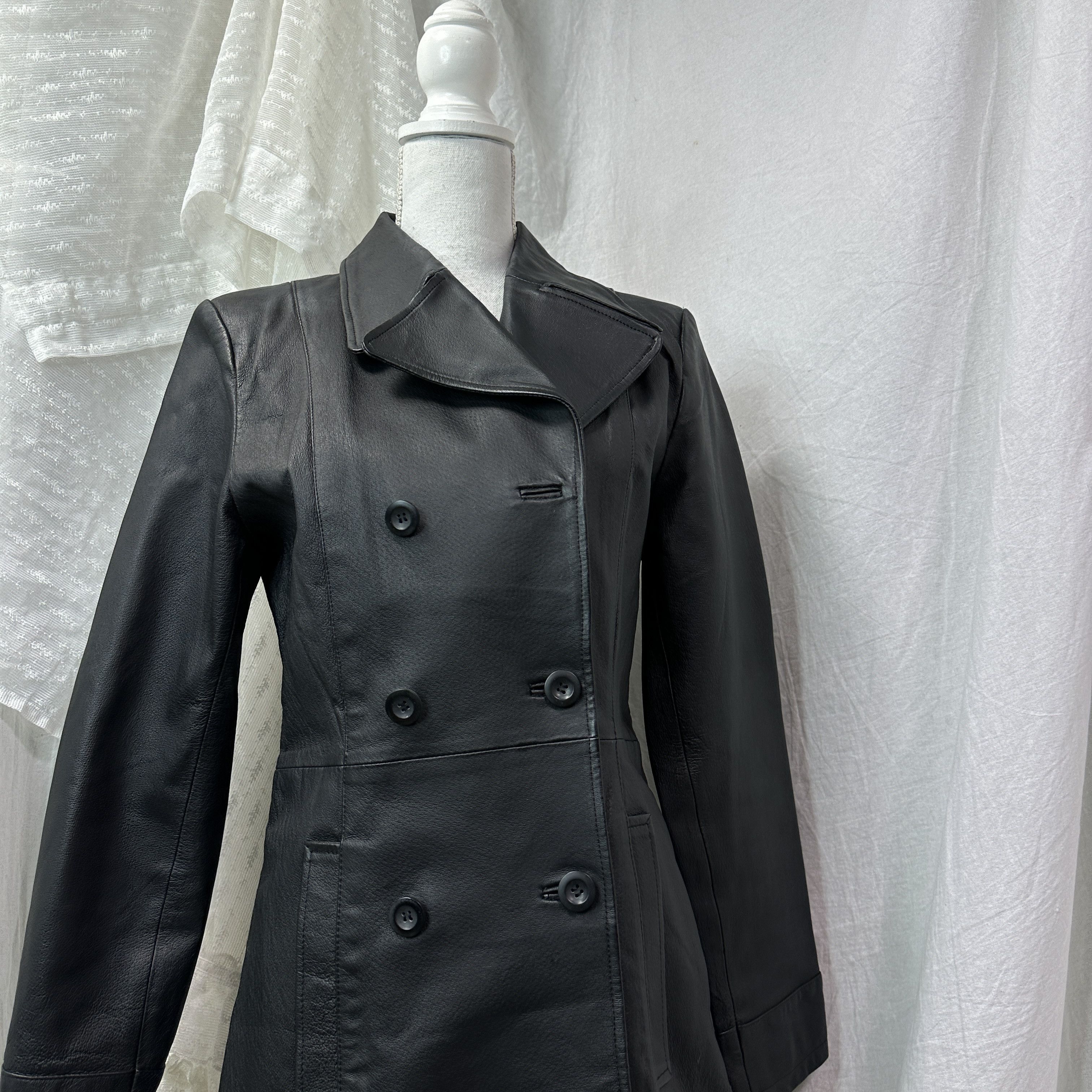 Vintage Vintage Biker Double-Breasted Grunge Leather Coat 90s Size M / US 6-8 / IT 42-44 - 8 Thumbnail