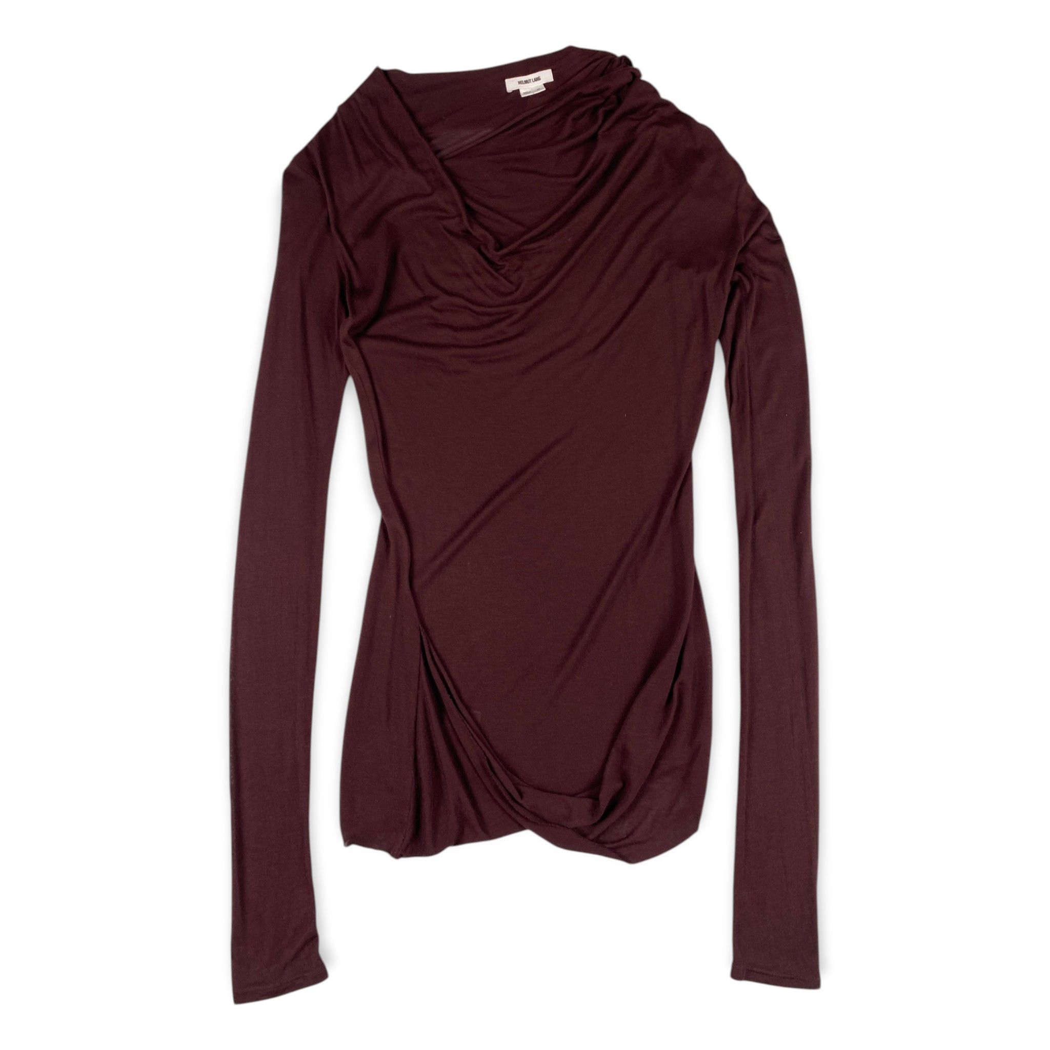 Helmut Lang Long Sleeve Cowl Neck Top Size S / US 4 / IT 40 - 1 Thumbnail
