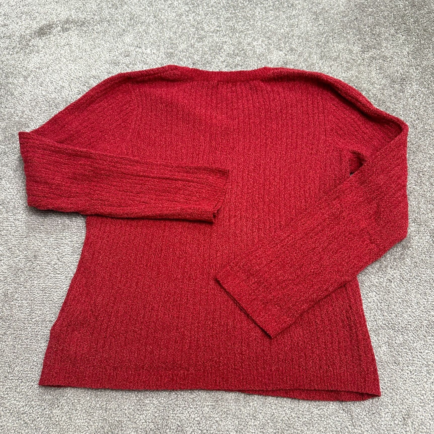 Croft & Barrow Croft & Barrow Pullover Sweater Women Large Red V-Neck Nylon Knit Casual Classic Size L / US 10 / IT 46 - 2 Thumbnail