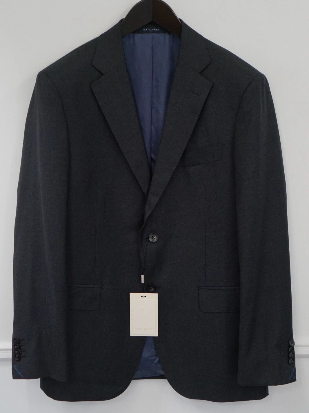 Suitsupply Men Suitsupply Blazer Napoli Charcoal Grey REDA Wool US44 Size 44R - 1 Thumbnail