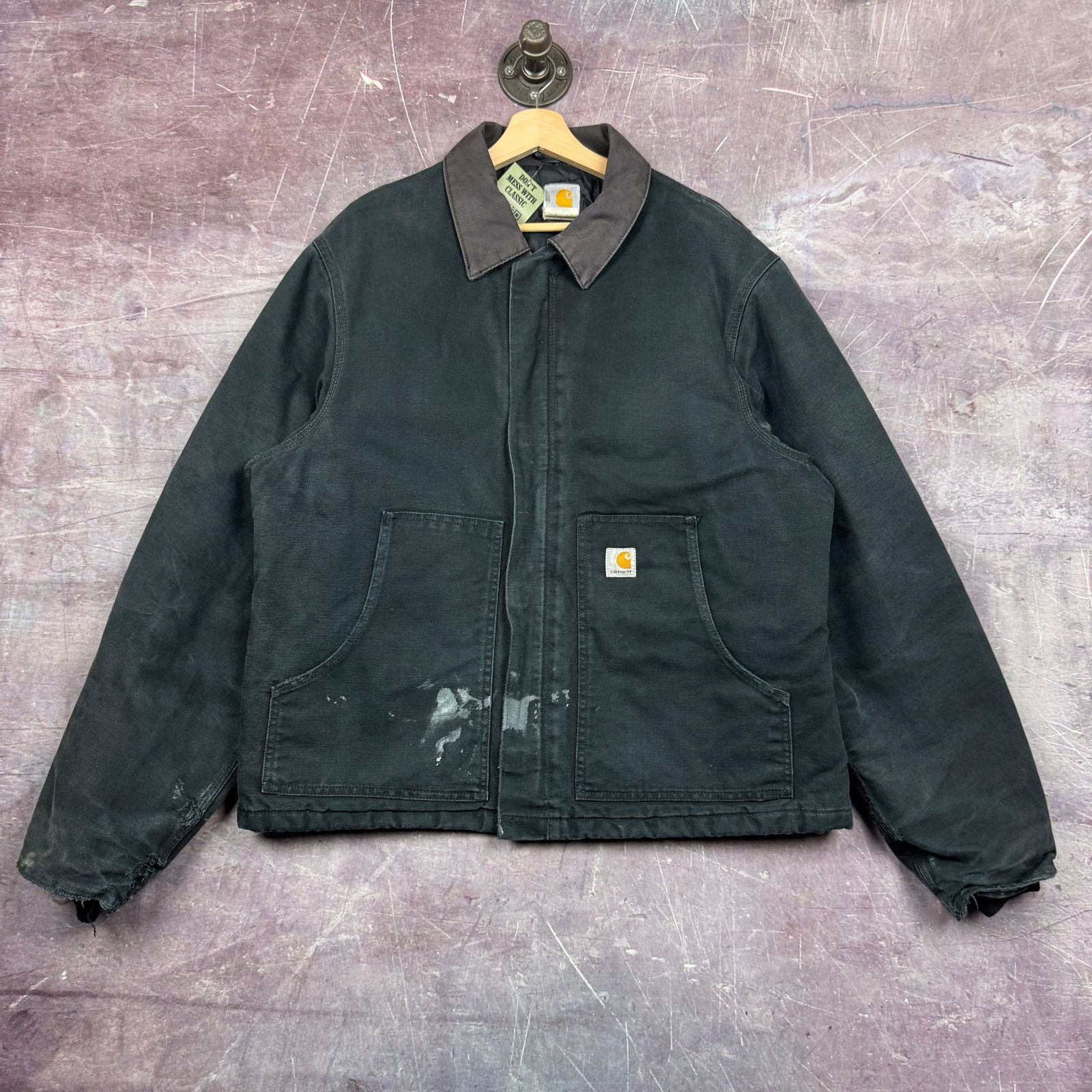 Carhartt × Vintage 90s Faded Black Carhartt Cropped Arctic Work Jacket XL 2380 Size US XL / EU 56 / 4 - 1 Thumbnail