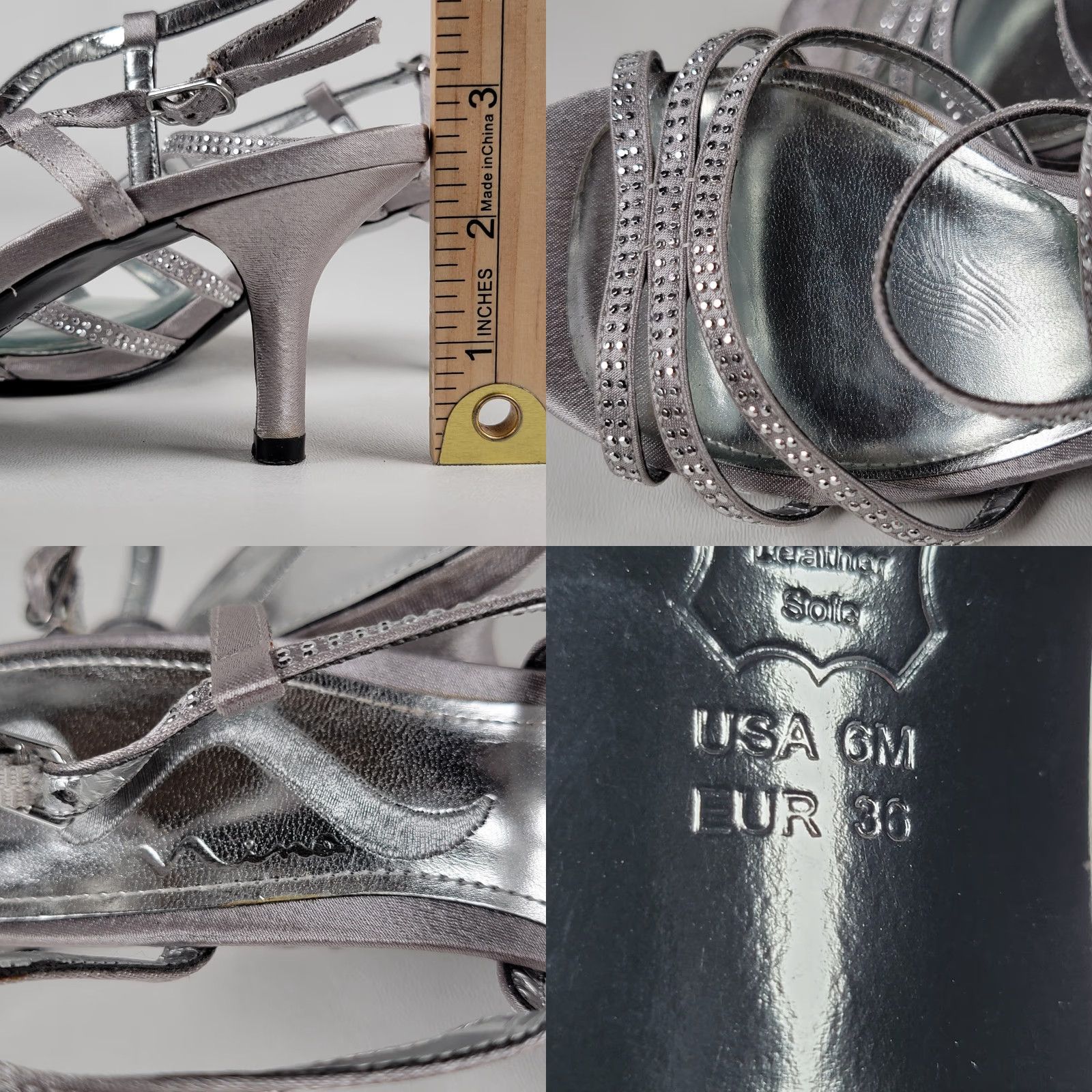 Vintage Nina Vauna Evening Heels Dress Sandals Women's Shoes Size 6 M Silver Pumps, Open Toe, Stiletto Heel, Metallic Theme, US 6, EU 36, UK 4, Medium Width Size S / US 4 / IT 40 - 8 Thumbnail