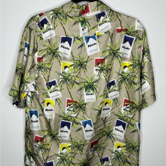 Rhude Rhude Cigarette-Print Silk Shirt Taupe Multi Men’s Size Medi Size US M / EU 48-50 / 2 - 8 Thumbnail