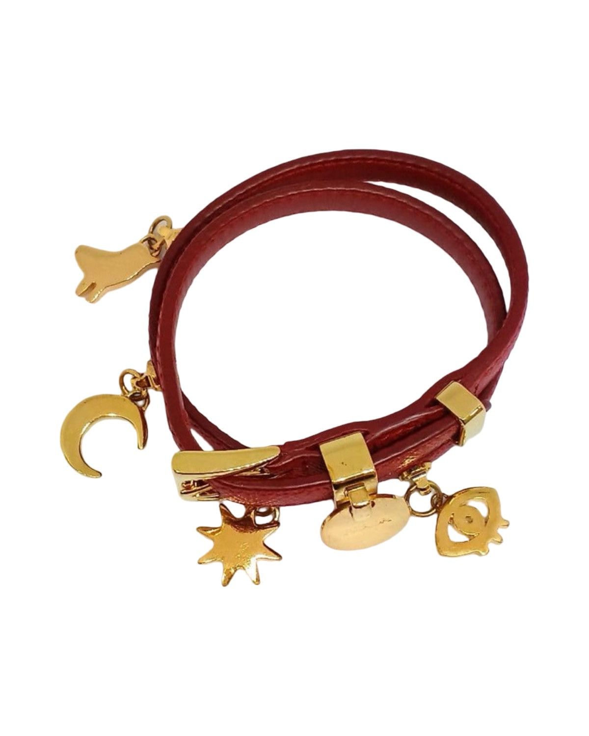 Prada Red Saffiano Leather Double Wrap Bracelet Size ONE SIZE - 4 Thumbnail