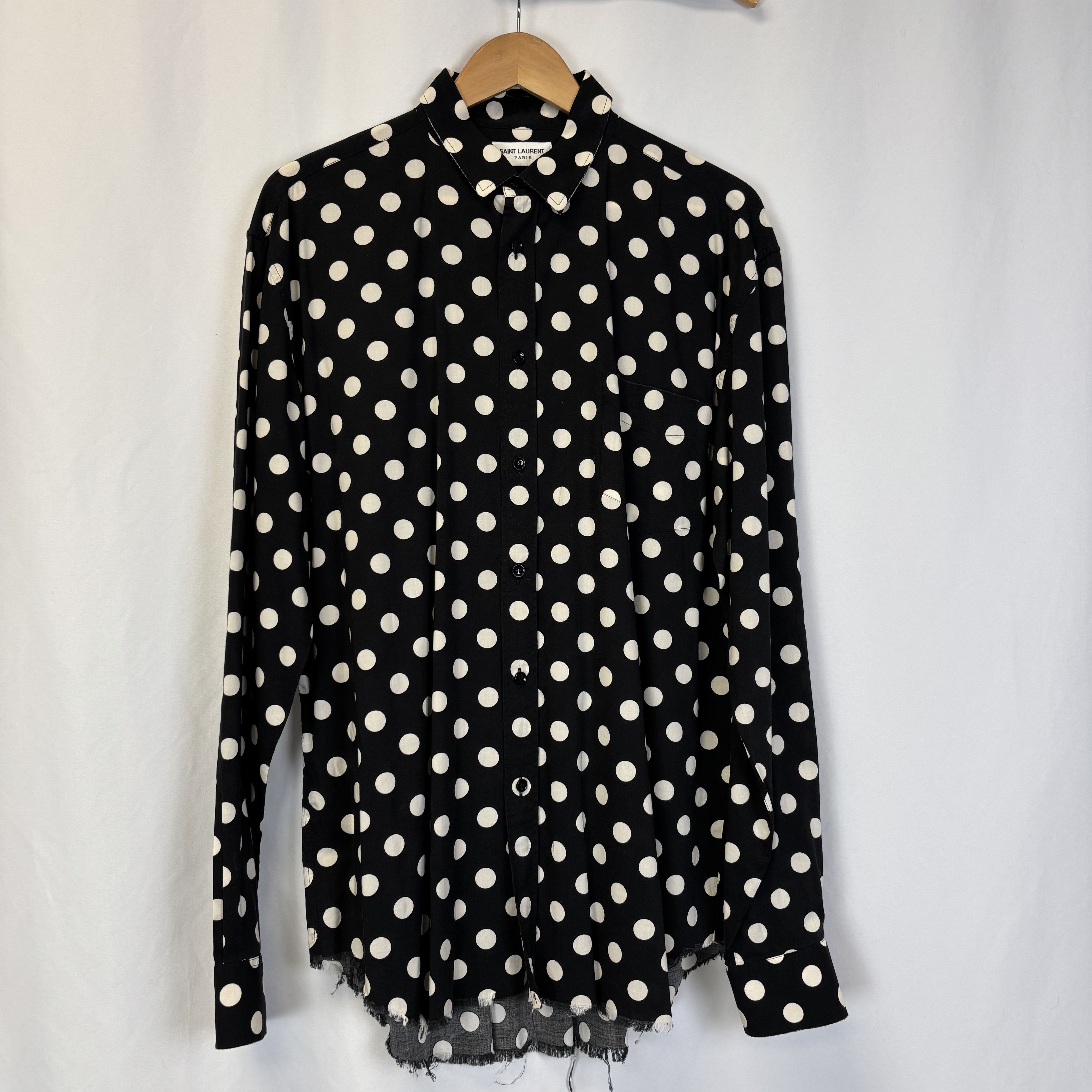 Saint Laurent Paris Hedi Slimane Saint Laurent 2014 Silk Polka Dots Shirt Size US L / EU 52-54 / 3 - 1 Thumbnail